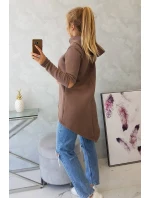 Zateplená mikina s dlhšou zadnou časťou mocca