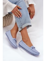 Płaskie Skórzane Mokasyny Z Ozdobą S.Barski LR51-547 Niebieskie