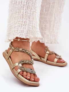 Sandały Damskie Ze Zdobieniem Wąż Eko Skórzane Artiker 56C1362 Złote