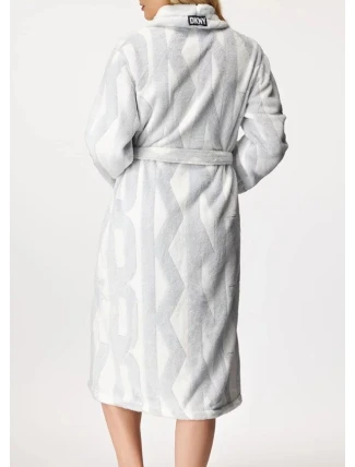 Dámsky župan YI2522605F biela/sivá - DKNY Dámsky župan YI2522605F biela/sivá - DKNY