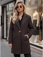 Dámsky klasický jednořadový kabát v čokoládovej farbe FashionStreet NY0814 Dámsky klasický jednořadový kabát v čokoládovej farbe FashionStreet NY0814