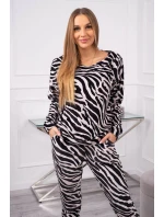 Zebra velúrová súprava čierna + béžová