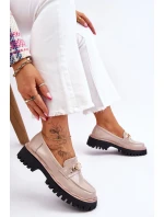 Lakierowane Mokasyny Na Platformie Beżowe Ronin