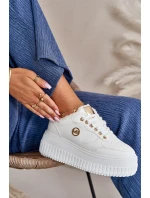 Sneakersy Buty Sportowe Damskie Ocieplane Na Masywnej Podeszwie Białe Ardiela