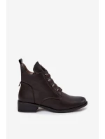 Niskie Botki Ocieplane Na Zamek Z Ozdobą Brązowe Nevalia