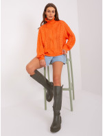 Oranžový oversize sveter s káblami