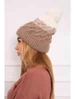 Fleecová čiapka Ilona K218 beige+ecru