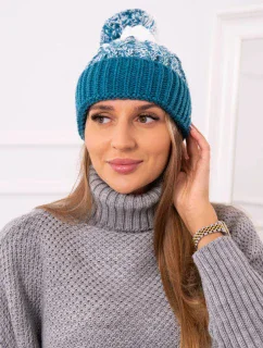 Dámska čiapka s brmbolcom Abigail K326 marine+ecru