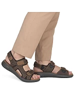 Pánske kožené sandále na suchý zips hnedé Rieker 26450-26