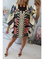 Netopierie šaty s viazaním v páse ecru