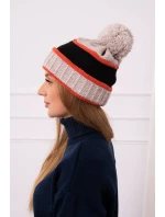 Dámska čiapka Kinga K297 čierna+červená+béžová Dámska čiapka Kinga K297 čierna+červená+béžová