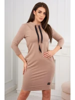 Šaty viazané pri krku tmavo béžová