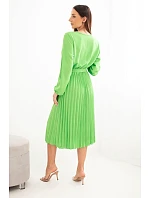 Šaty s plisovaným spodným dielom svetlozelené