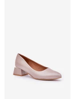 Skórzane Czółenka Lewski 3118 Ciemnobeżowe