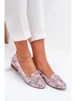 Ażurowe Baleriny Z Kokardką W Kwiaty Eko Zamszowe Multikolor Amepitrea