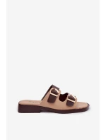 Dámské nazouváky se zlatými sponami béžovo-hnědé Danelle