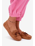 Dámske ploché mokasíny s lemovaním z imitácie semišu Camel Bluebell