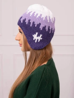 Dámska čiapka Nikol K405 biela+fialová+tmavo fialová