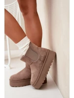 Damskie Śniegowce Z Elastyczną Wstawką Khaki Kiora