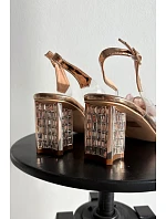 Dámske sandále na podpätku D&A MR52-238 Rose gold - D&A