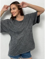 Dámske bavlnené tričko oversize DREY graphite FashionStreet RY2639 Dámske bavlnené tričko oversize DREY graphite FashionStreet RY2639