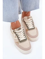 Sneakersy Damskie Na Platformie Panterka Beżowe Kelsia