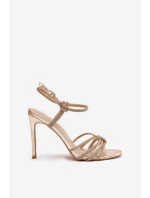 Dámské sandály na jehlovém podpatku s pásky a kryštály zlaté Tanelle