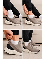Pánska športová obuv Textilné tenisky Slip-On na platforme Kobbo 102421 Beige