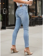 Dámske skinny džínsy s vysokým pásom modré FashionStreet UY2866