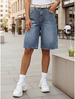 Dámske džínsové bermudy s opaskom modré FashionStreet SY0545 Dámske džínsové bermudy s opaskom modré FashionStreet SY0545