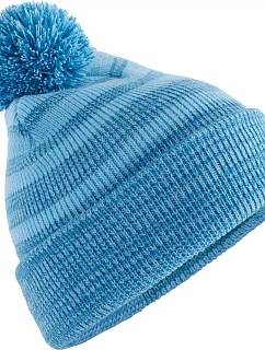 Beechfield B 476 Pletená čiapka s bambulou „Team Stripe“ 53.0476 sky blue