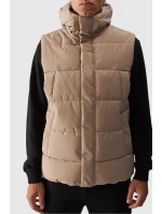 Bezrękawnik Puchowy Męski Z Kapturem 4FWAW24TVJAM144-83S Beżowy
