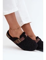 Klapki Damskie Z Futerkiem Typu Baranek Czarne Lorivine