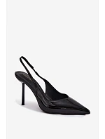 Lakované Podpatky Sandály Z Umělé Kůže Černé Calera