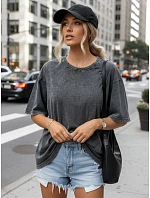 Dámske bavlnené tričko oversize DREY graphite FashionStreet RY2639 Dámske bavlnené tričko oversize DREY graphite FashionStreet RY2639