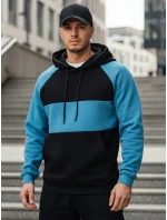 Pánska základná mikina s kapucňou s čiernymi a námorníckymi pruhmi FashionStreet BX5899