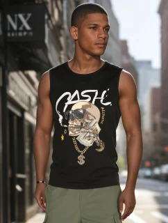 Pánske tričko bez rukávov čierne FashionStreet RX5653