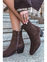 Semišové dámské boty na podpatku zateplené hnědé Arelia