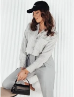 Dámske pruhované krátke tričko GIRSA sivé FashionStreet DY0402
