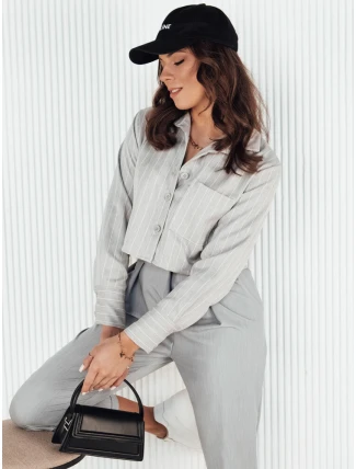 Dámske pruhované krátke tričko GIRSA sivé FashionStreet DY0402