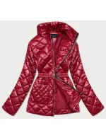 Červená prešívaná dámska bunda s opaskom (BH2208) Červená prešívaná dámska bunda s opaskom (BH2208)