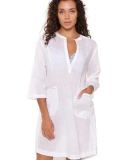 Plážové šaty 7225 biele - LingaDore