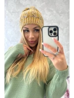 Fleecová čiapka Melisa K241 horčicová+sivá