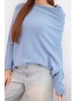 Dámsky viskózový asymetrický sveter netopier typu denim blue Dámsky viskózový asymetrický sveter netopier typu denim blue