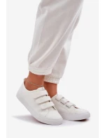 Młodzieżowe Niskie Trampki Na Rzep Białe Dilan