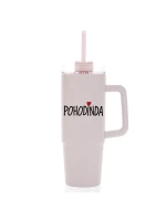POHODINDA - růžová cestovní termoska s průhledným víčkem 900 ml