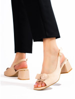Komfortné hnedé dámske sandále na širokom podpätku