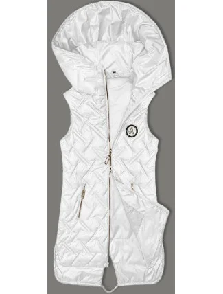 Biela dámska prešívaná vesta s kapucňou S'West (B8339-26)