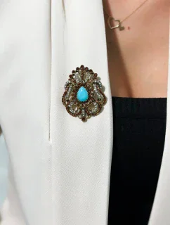 Brošňa XZ459-109 zlato + modrá