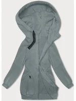 Šedozelená voľná dlhá dámska mikina so sťahovacími lemami (AMG-332A) Šedozelená voľná dlhá dámska mikina so sťahovacími lemami (AMG-332A)